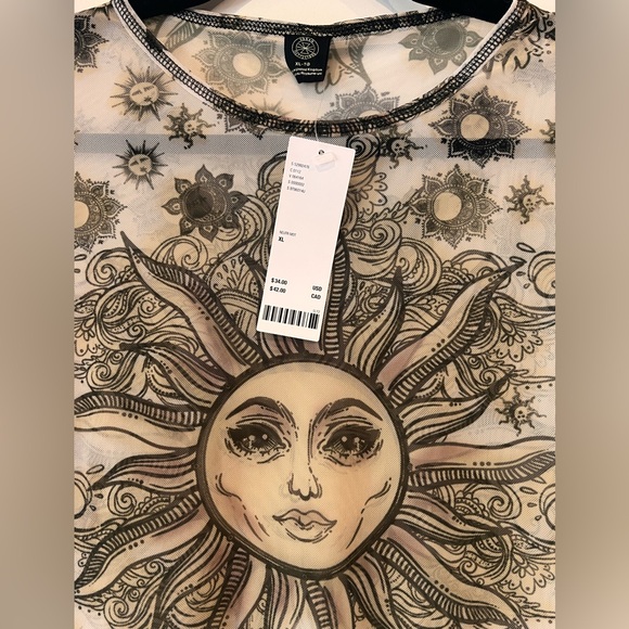 NWT Urban Outfitters “Celestial Sun” Sheer Top - Size XL - Picture 3 of 3